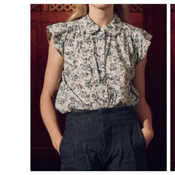 The Great. SET Sz 0 / XS Light Sky Pressed Floral The Knoll Skirt & Wren Top - Picture 3 of 16